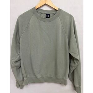 Gap Sage Green Crewneck Fleece Sweatshirt Relaxed Fit Medium